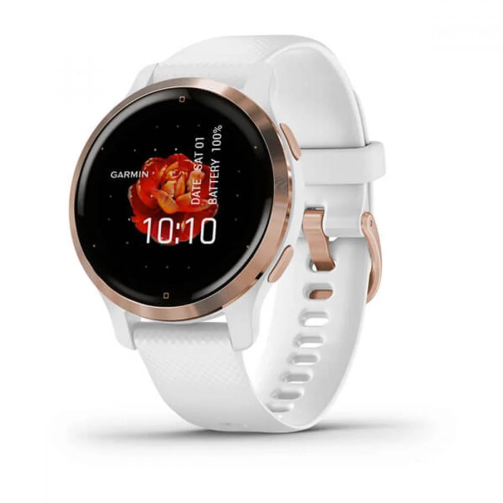 Смарт-годинник Garmin Venu 2S Rose Gold Bezel with White Case and Silicone Band (010-02429-03)