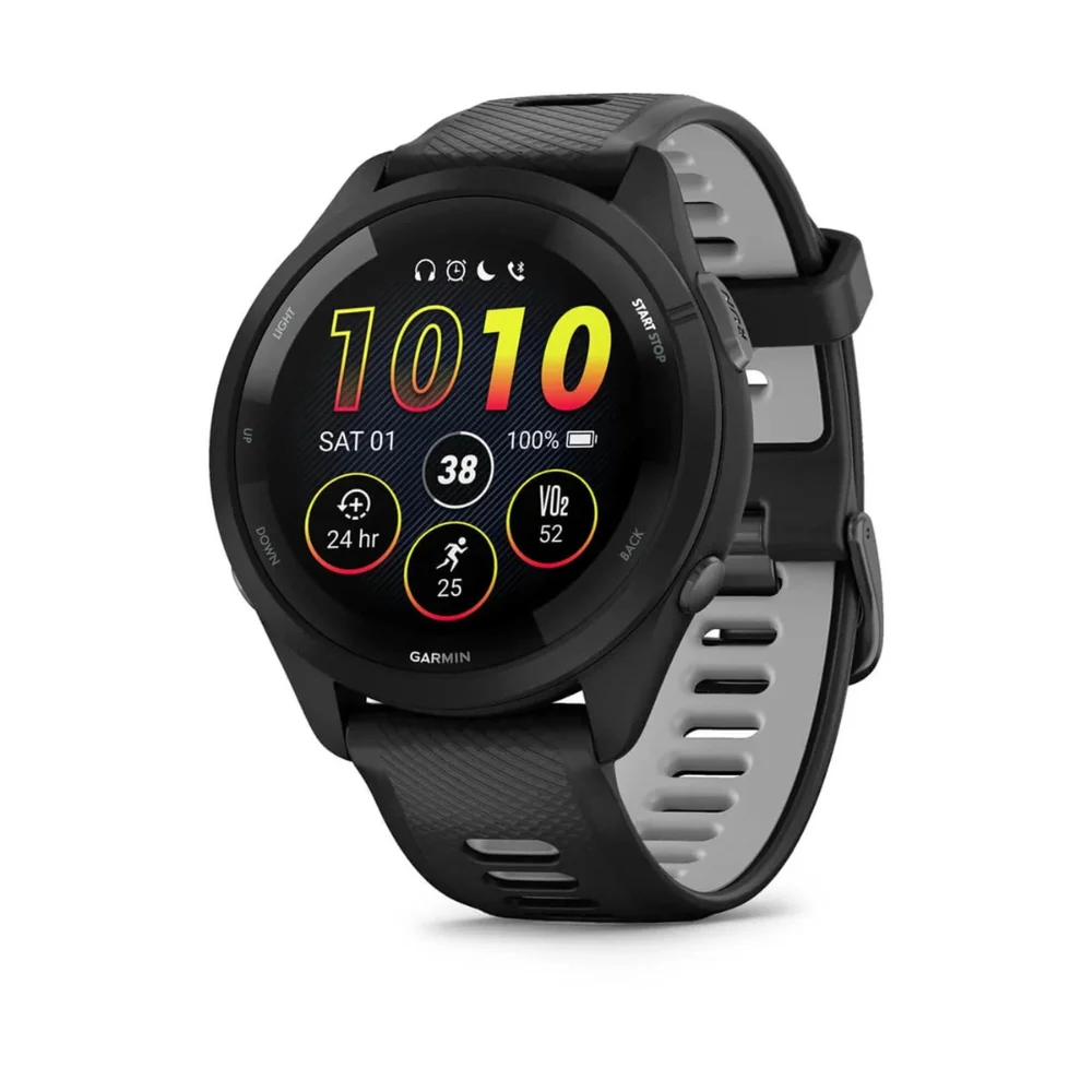 Смарт-годинник Garmin Forerunner 265 Black Bezel and Case w. Black/Powder Gray Silicone Band (010-02810-00/10/50)