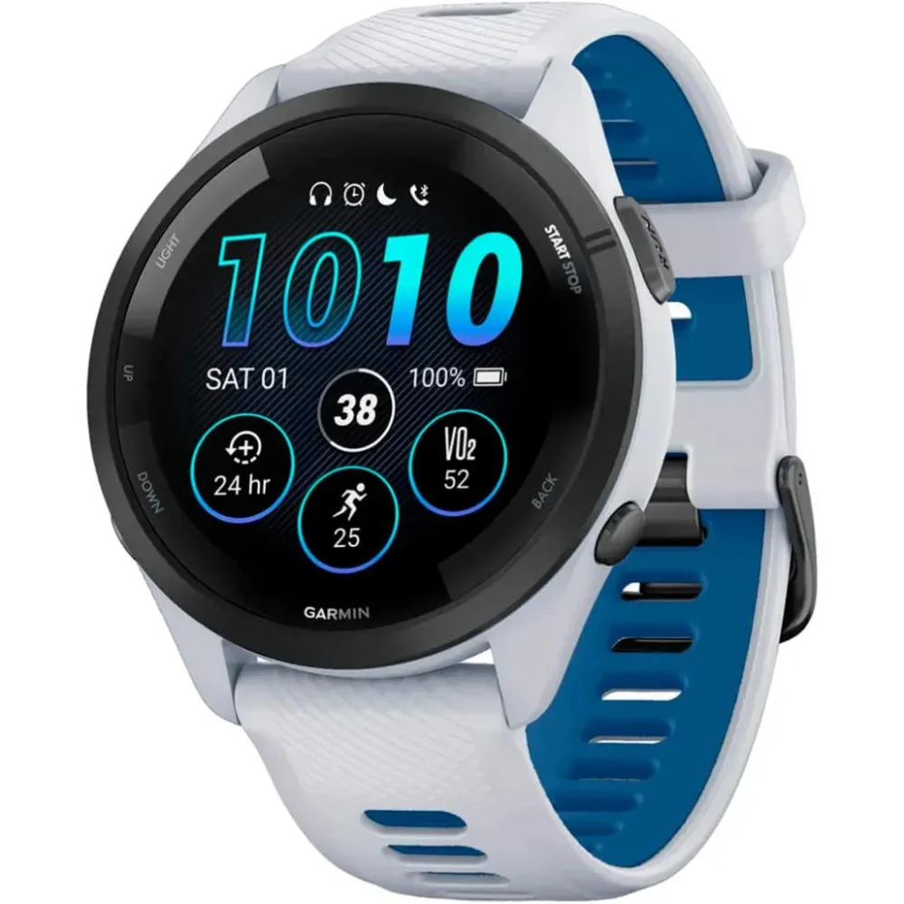 Смарт-годинник Garmin Forerunner 265 Black Bezel w. Whitestone Case and Whitestone/Tidal Blue S. Band (010-02810-01)