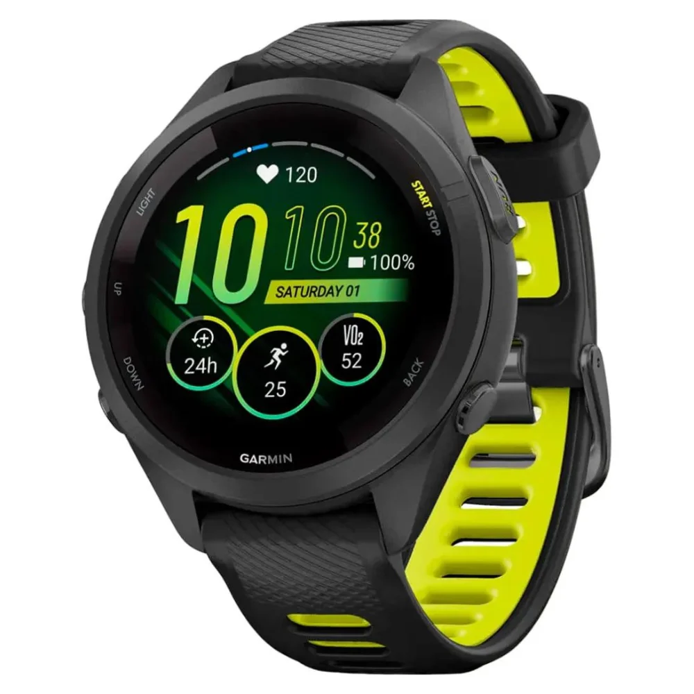 Смарт-годинник Garmin Forerunner 265S Black Bezel and Case w. Black/Amp Yellow S. Band (010-02810-03)