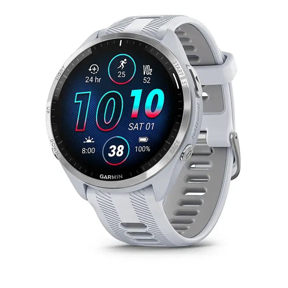 Спортивний годинник Garmin Forerunner 965 Titanium Bezel w. Whiteston Case and Whiteston/Powder Gray S. Band (010-02809-01)