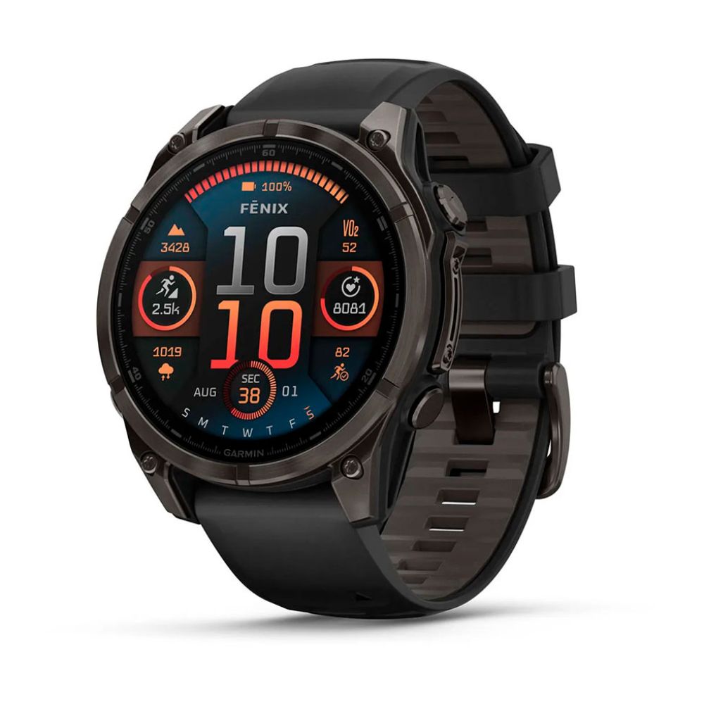 Смарт-годинник Garmin Fenix 8 47mm AMOLED Sapphire Carbon Gray DLC Titanium w. Black/Pebble Gray S. Band (010-02904-20)